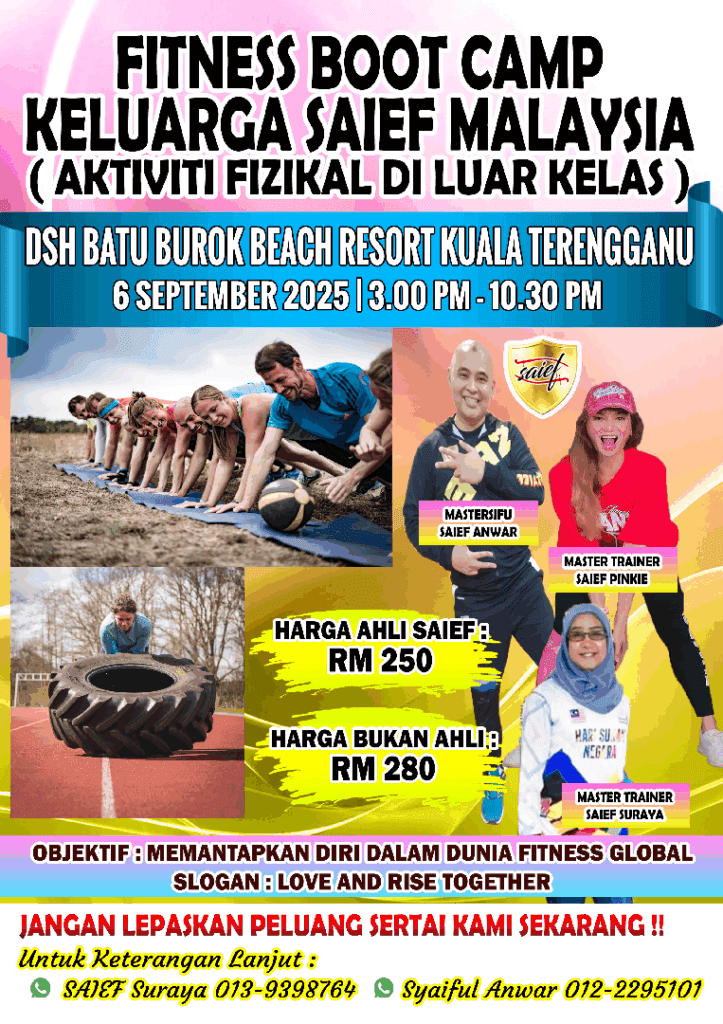 Kursus & Event SAIEF Malaysia Fitness Jun - Disember 2025 9 BLN 9 KURSUS SAIEF BOOT CAMP TERENGGANU 5 6 1